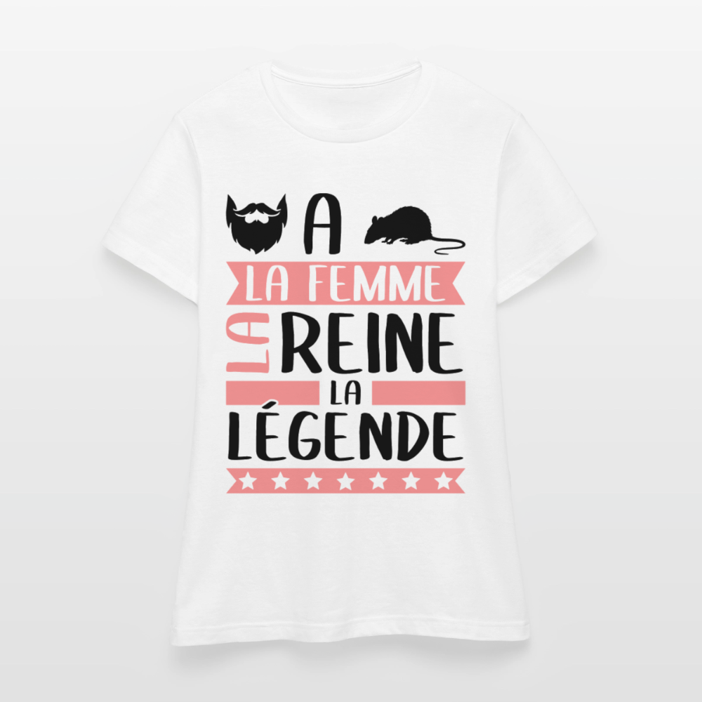 T-shirt femme coloris clair Barbara rébus – La femme, la reine, la légende - blanc