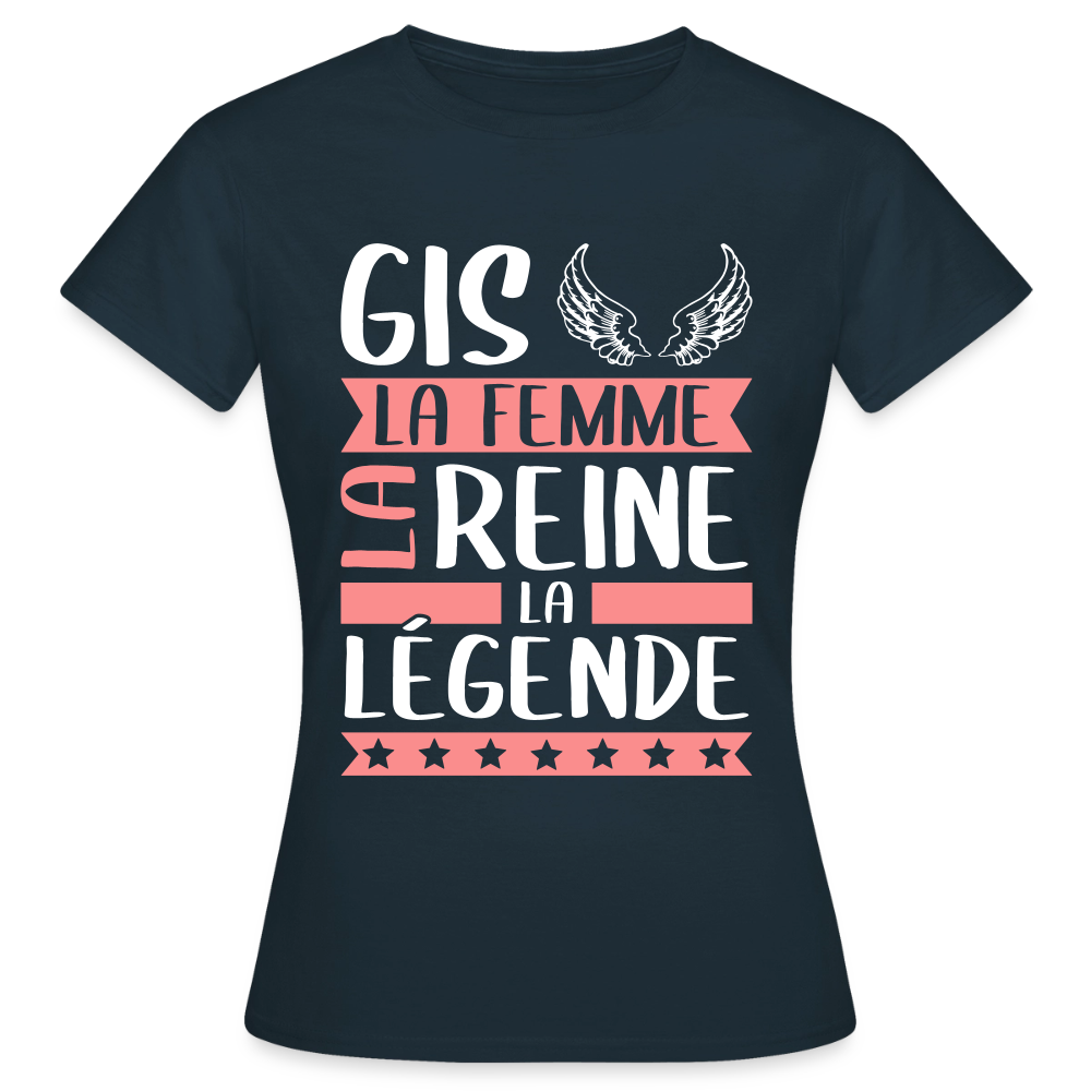 T-shirt femme Gisèle rébus – La femme, la reine, la légende - marine