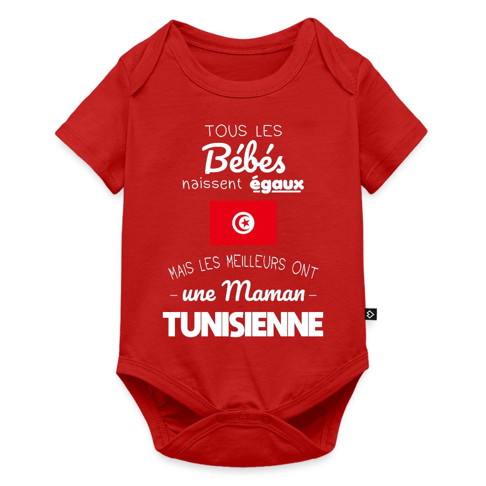 Body Bébé bio manches courtes - Les Meilleurs Ont Une Maman Tunisienne - rouge