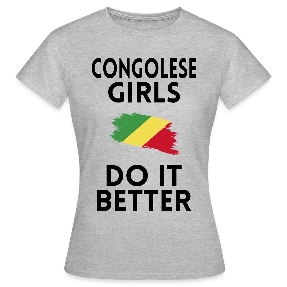 T-shirt femme coloris clair - Congolese Girls Do It Better - gris chiné
