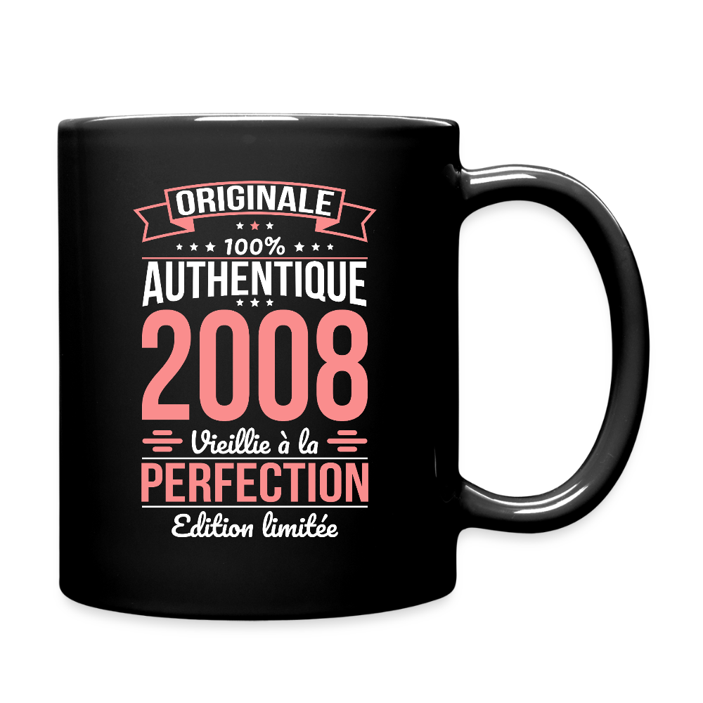 Mug anniversaire femme 18 ans – Originale 2008 - noir