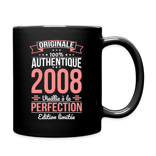 Mug anniversaire femme 18 ans – Originale 2008 - noir