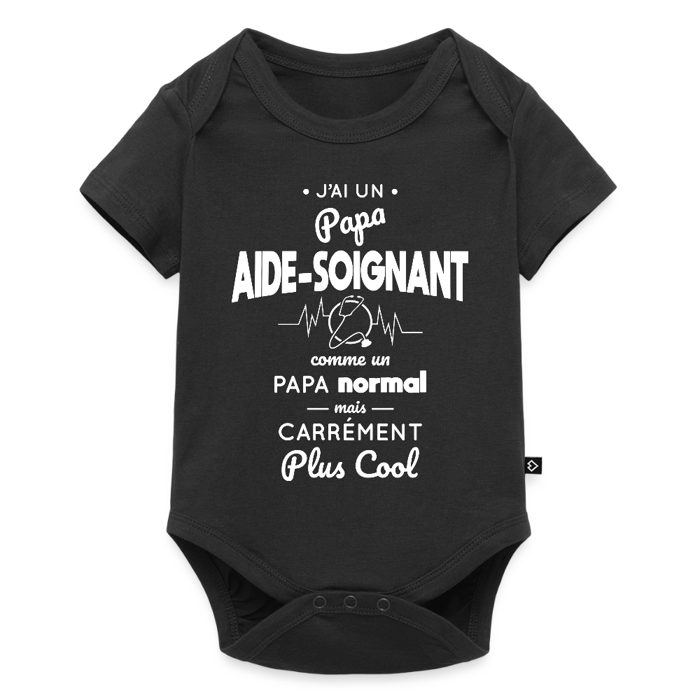 Body Bébé bio manches courtes - J'ai un papa aide-soignant - noir