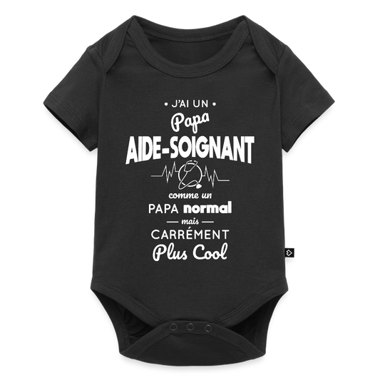 Body Bébé bio manches courtes - J'ai un papa aide-soignant - noir