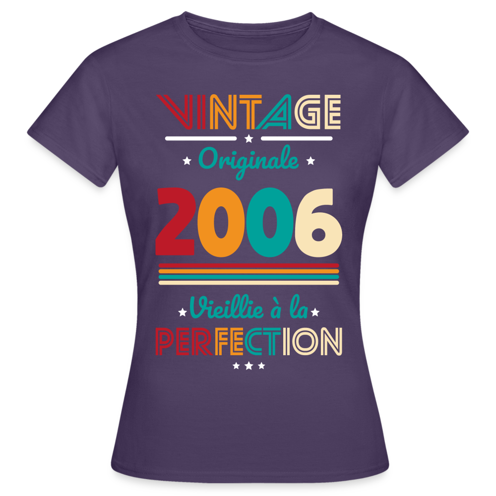 T-shirt Femme - Anniversaire 19 Ans - Vintage Originale 2006 - violet foncé