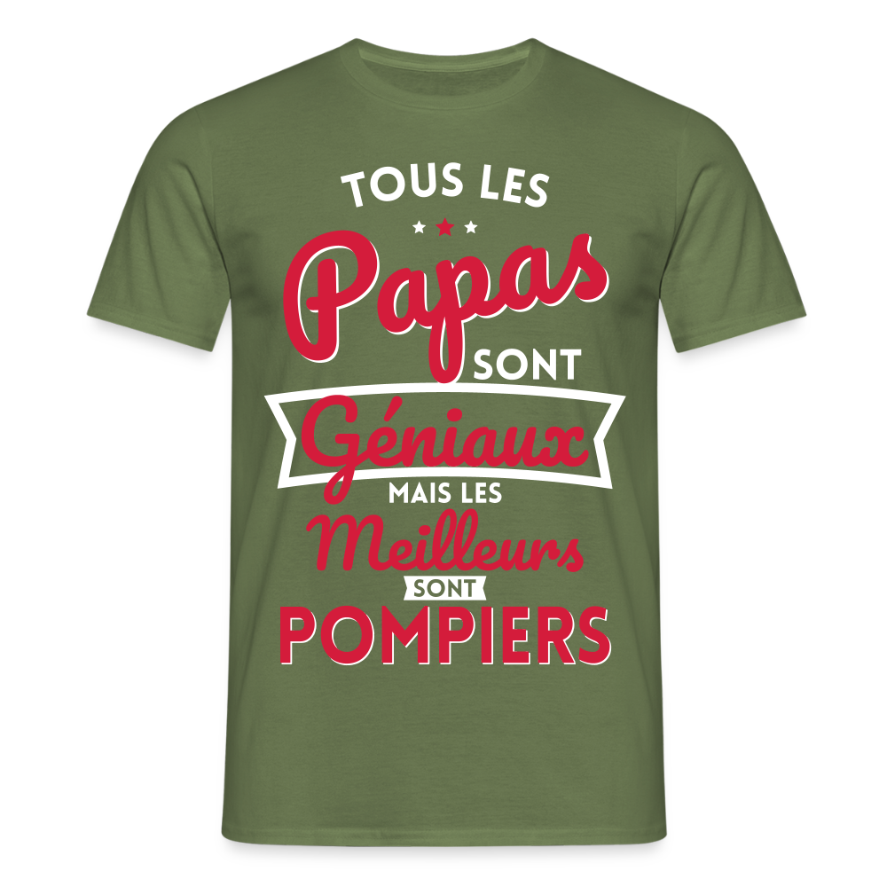 T-shirt Homme - Papas géniaux - Les meilleurs sont pompiers - vert militaire