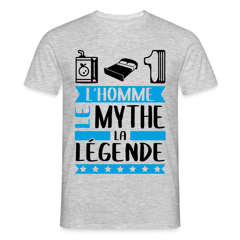 T-shirt homme coloris clair Julien en rébus – L’homme, le mythe, la légende - gris chiné