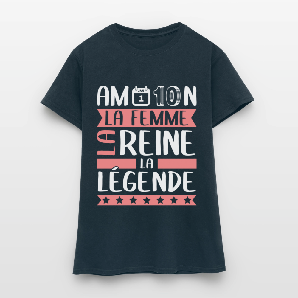 T-shirt femme Amandine rébus – La femme, la reine, la légende - marine