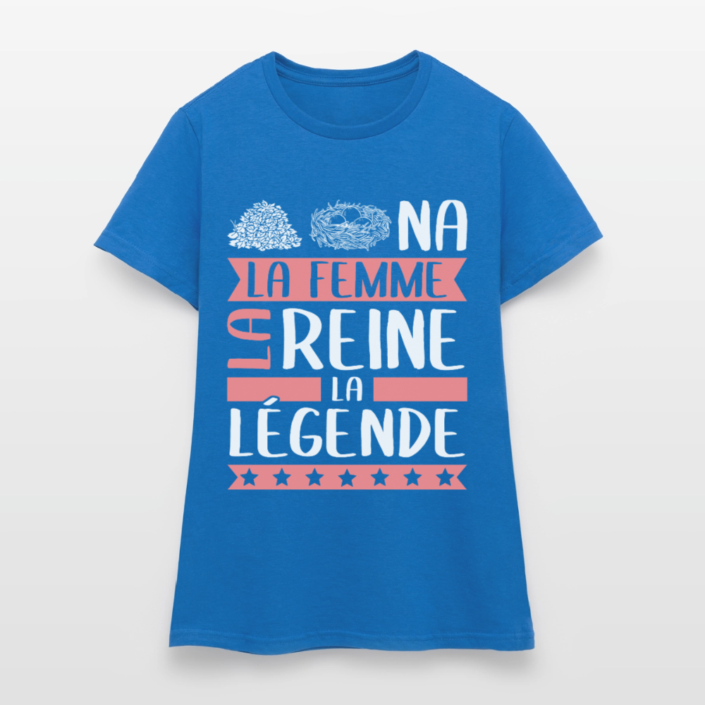 T-shirt femme Tanina rébus – La femme, la reine, la légende - bleu royal