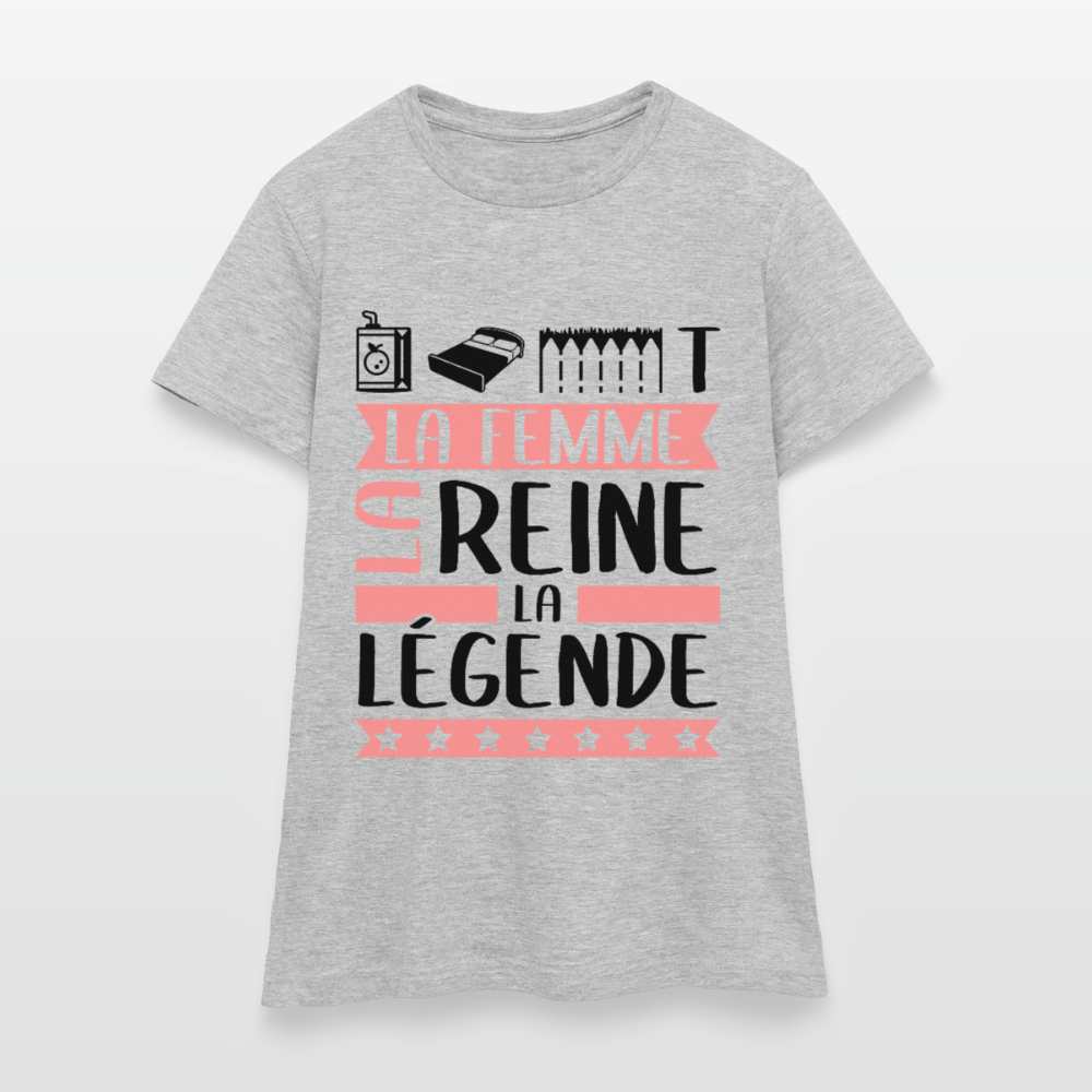 T-shirt femme coloris clair Juliette rébus – La femme, la reine, la légend - gris chiné