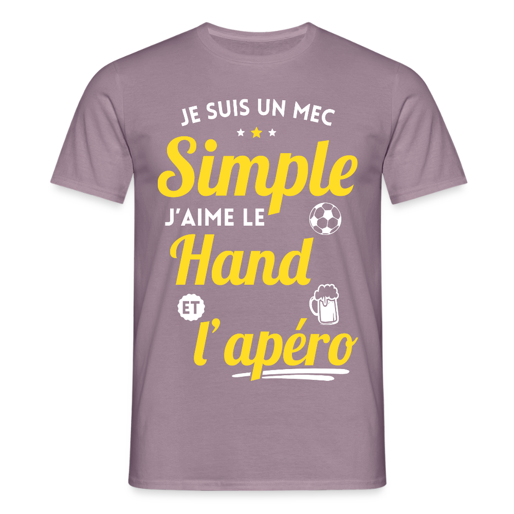 T-shirt Homme - J'aime le hand et l'apéro - mauve gris 
