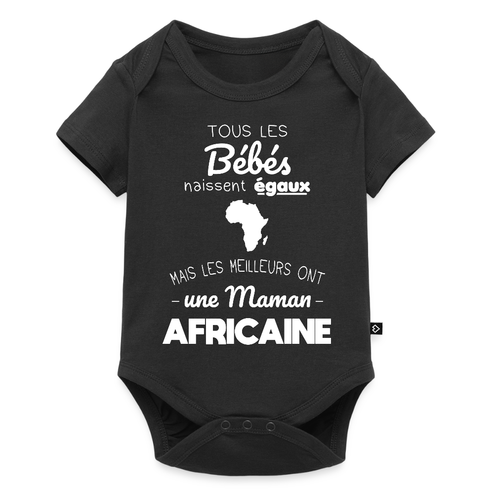 Body Bébé bio manches courtes - Les Meilleurs Ont Une Maman Africaine - noir