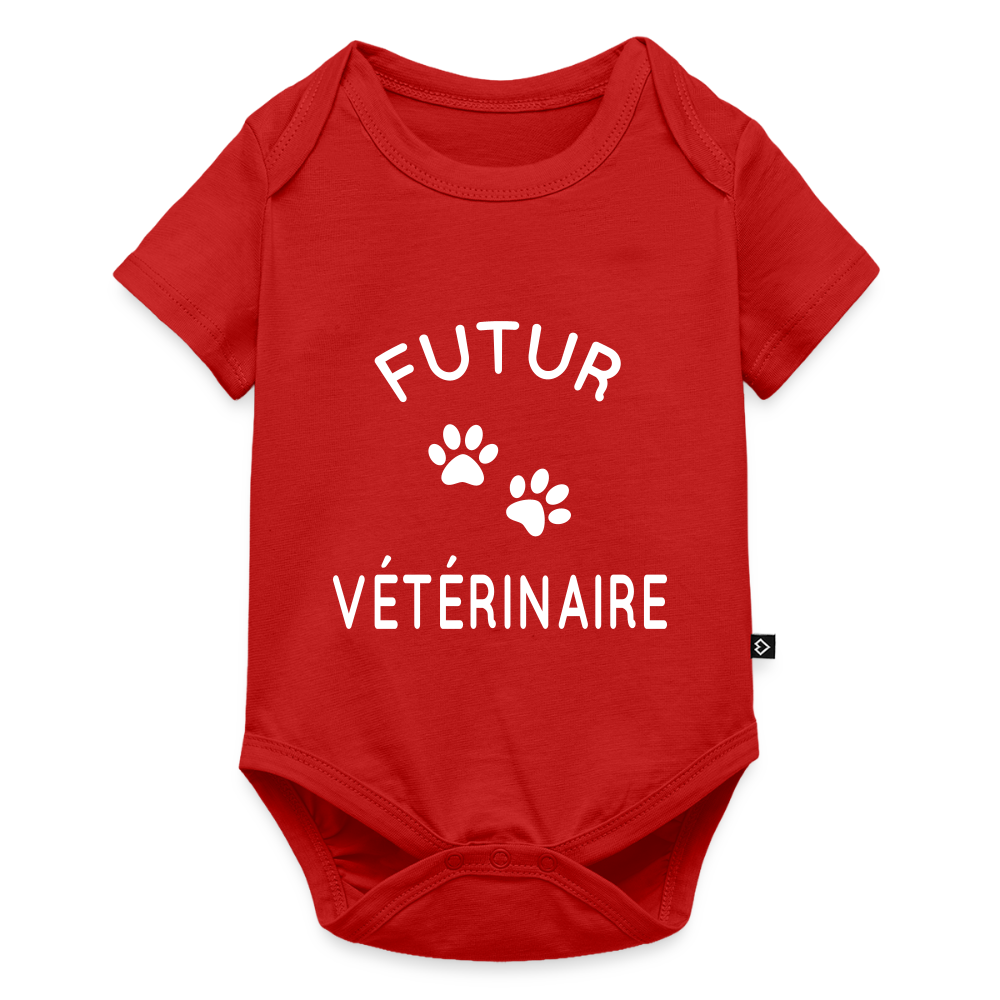 Body Bébé bio manches courtes - Futur vétérinaire - rouge
