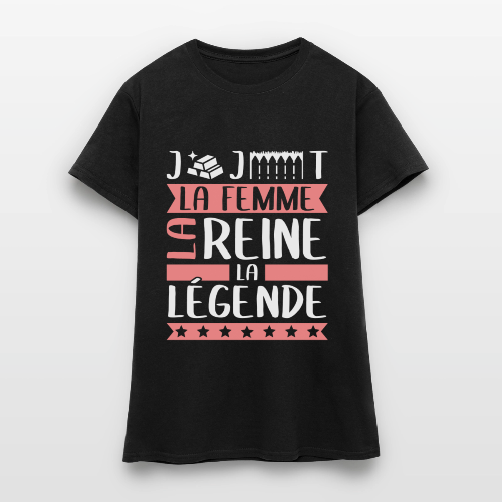 T-shirt femme Georgette rébus – La femme, la reine, la légende - noir