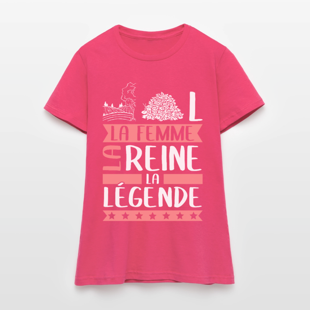 T-shirt femme Chantal rébus – La femme, la reine, la légende - rose azalée