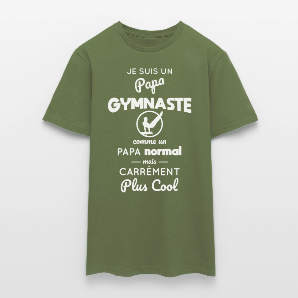 T-shirt Homme - Papa gymnaste plus cool - vert militaire