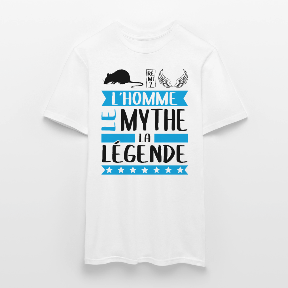 T-shirt homme coloris clair Raphaël en rébus – L’homme, le mythe, la légende - blanc