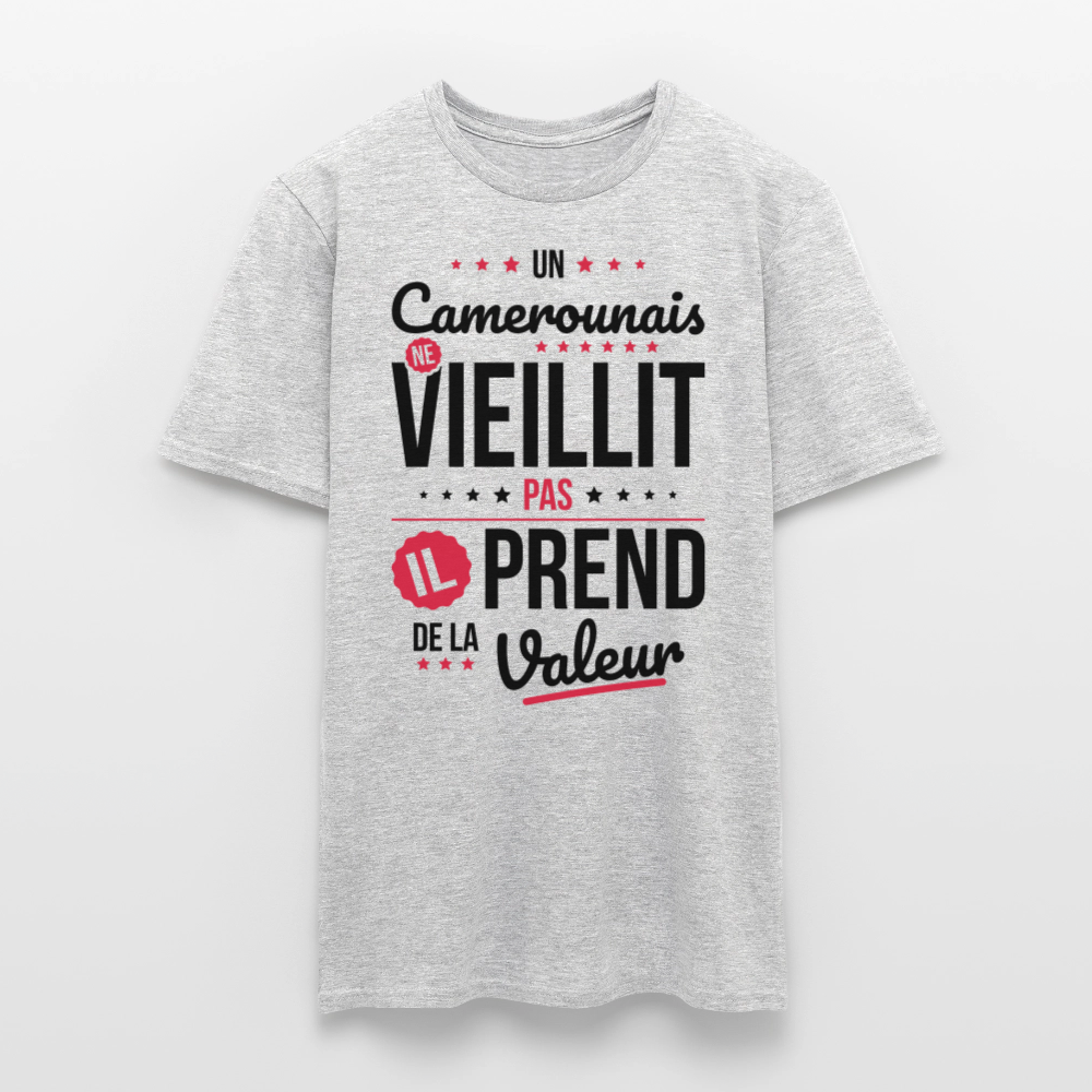T-shirt Homme - Un Camerounais ne vieillit pas - gris chiné