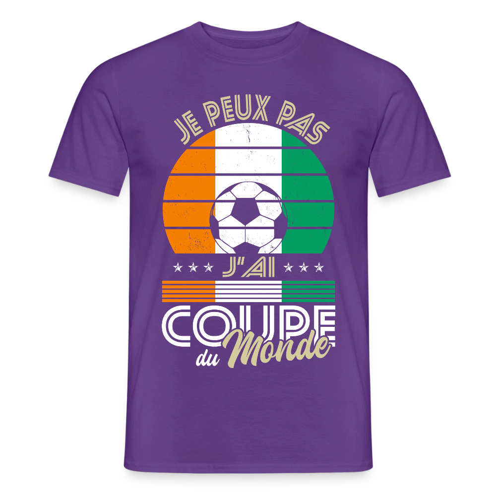 T-shirt Homme - Je peux pas j'ai Coupe du Monde - Côte d’Ivoire - violet