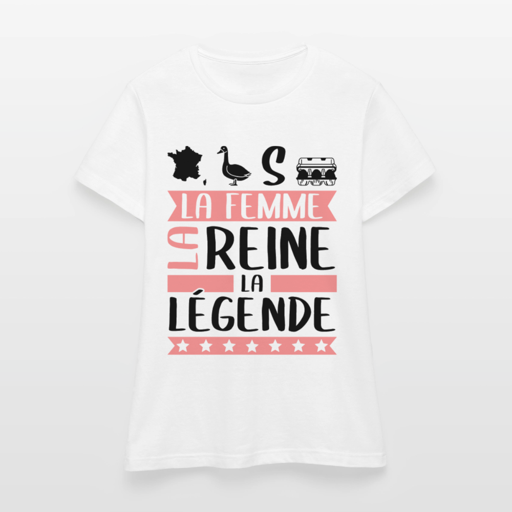 T-shirt femme coloris clair Françoise rébus – La femme, la reine, la légende - blanc