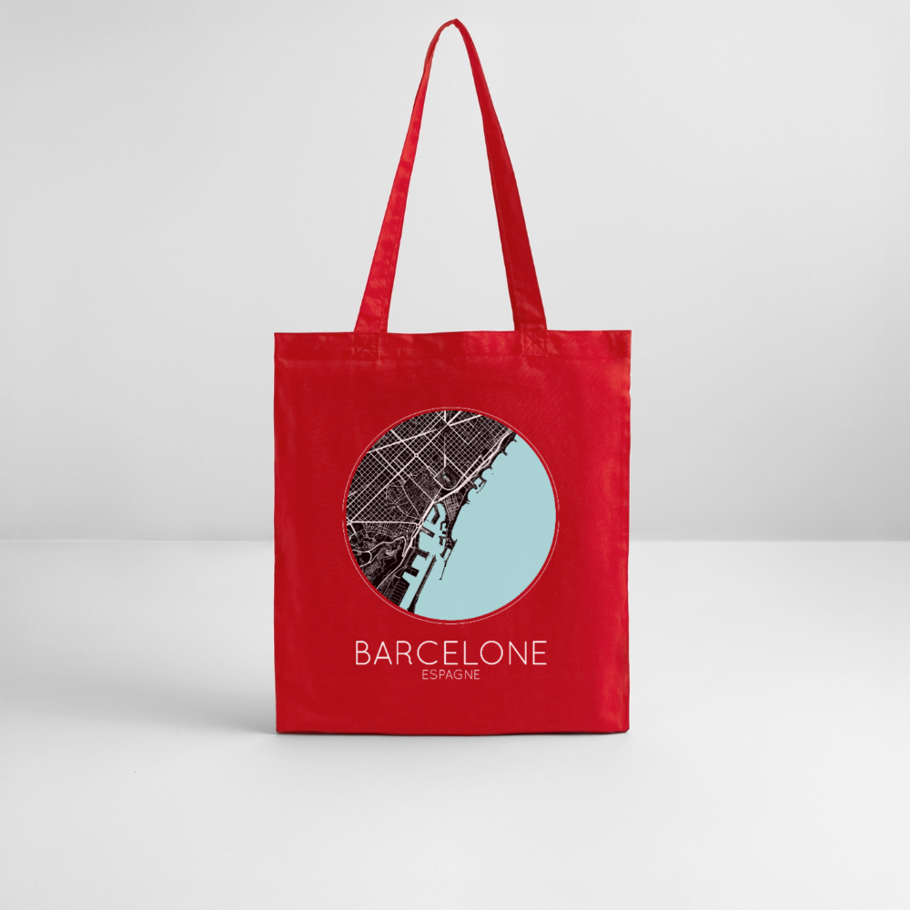 Tote Bag Barcelone Bio – Plan de Barcelone - rouge