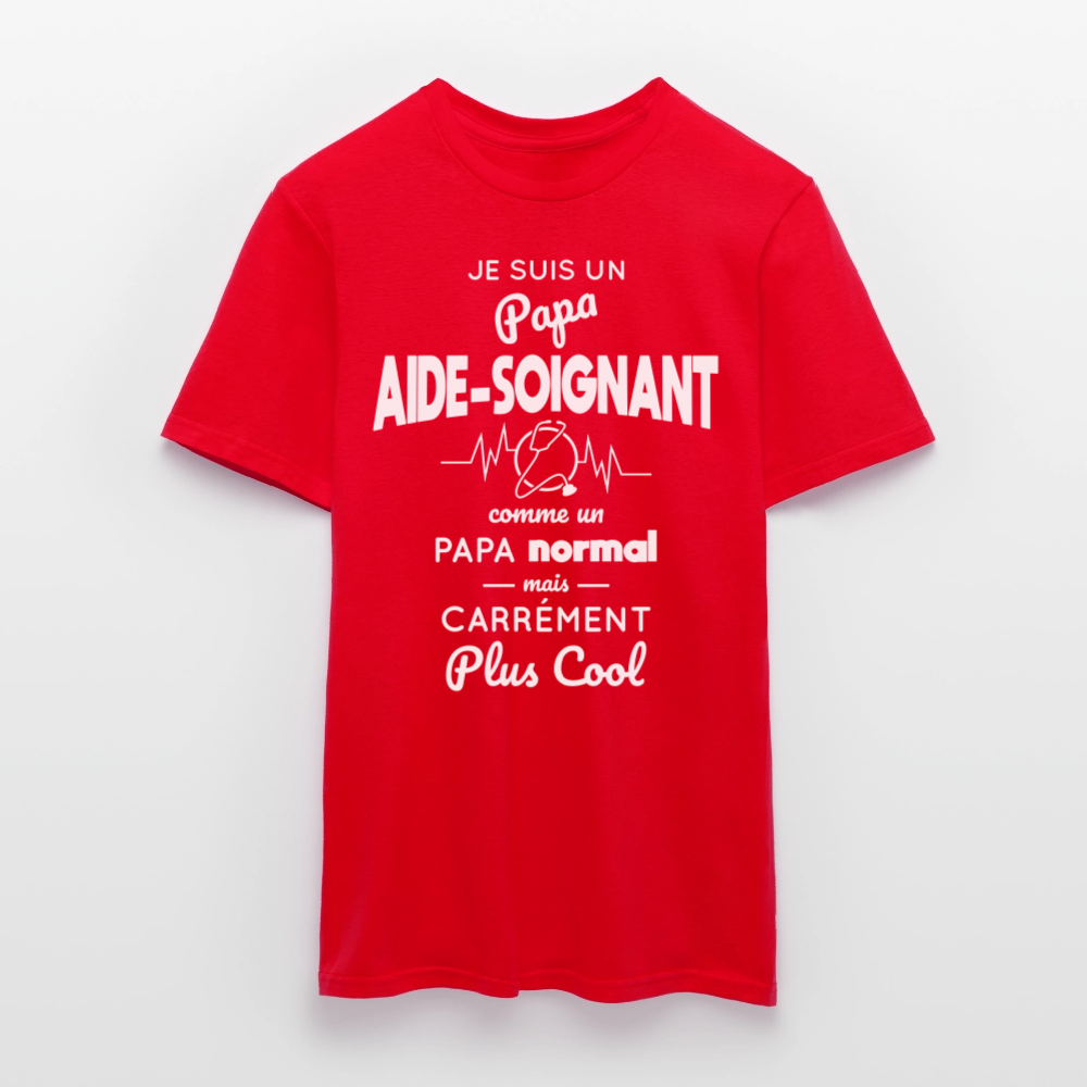 T-shirt Homme - Papa aide-soignant plus cool - rouge