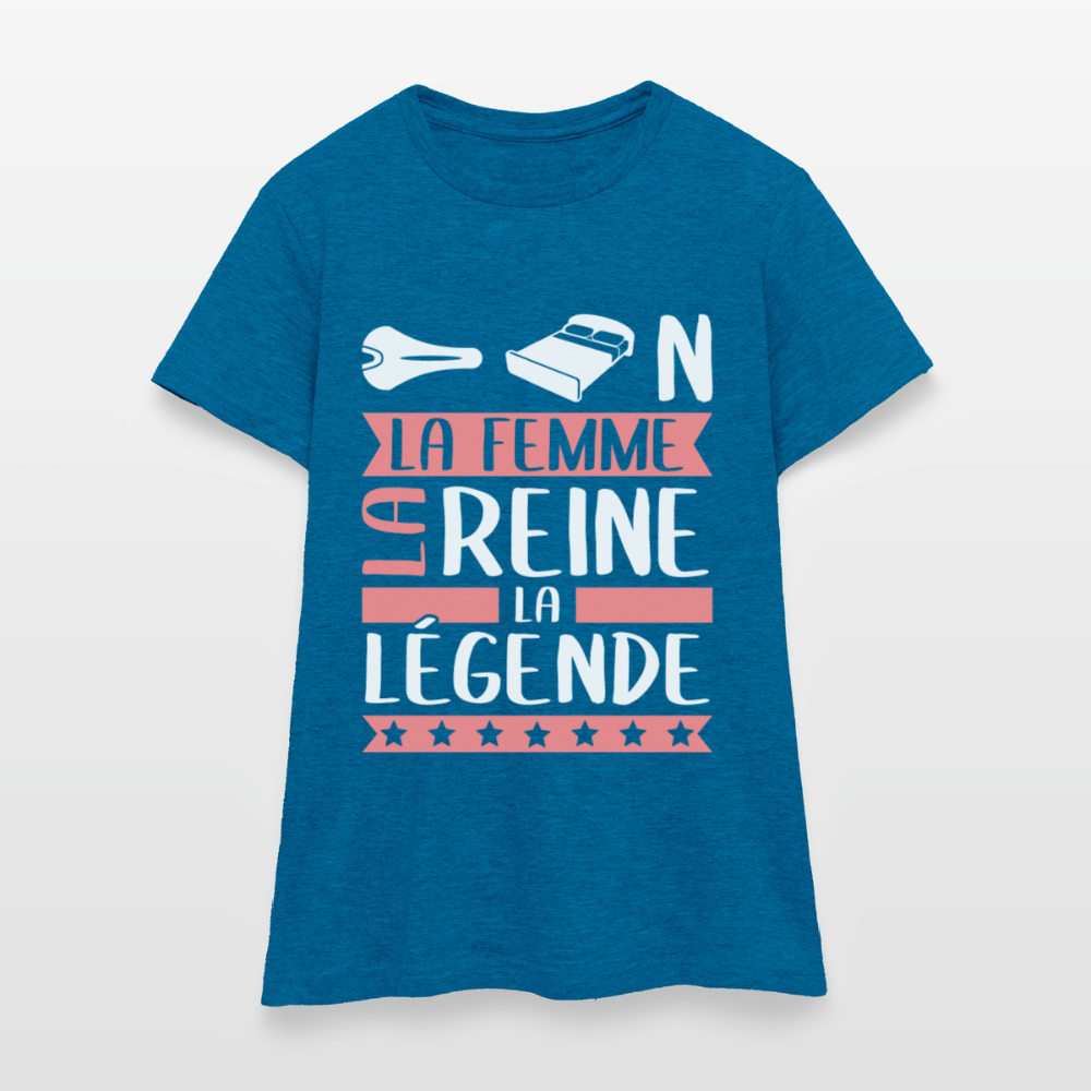 T-shirt femme Céline rébus – La femme, la reine, la légende - bleu saphir antique chiné