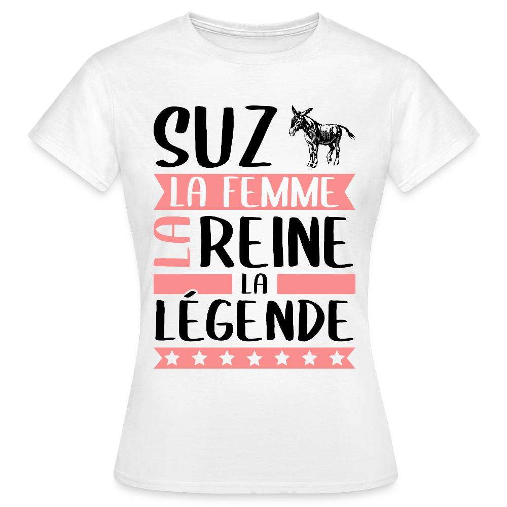 T-shirt femme coloris clair Suzanne en rébus – La femme, la reine, la légende - blanc