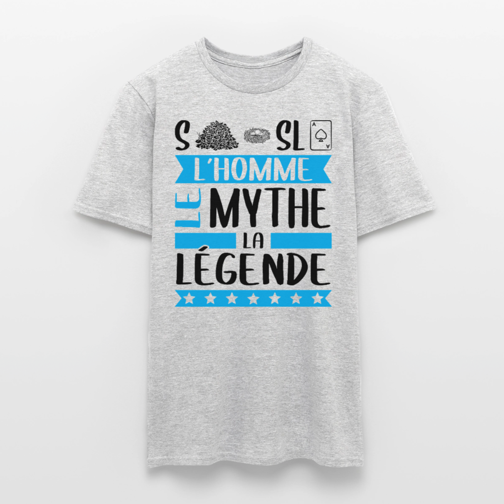 T-shirt homme coloris clair Stanislas en rébus – L’homme, le mythe, la légende - gris chiné