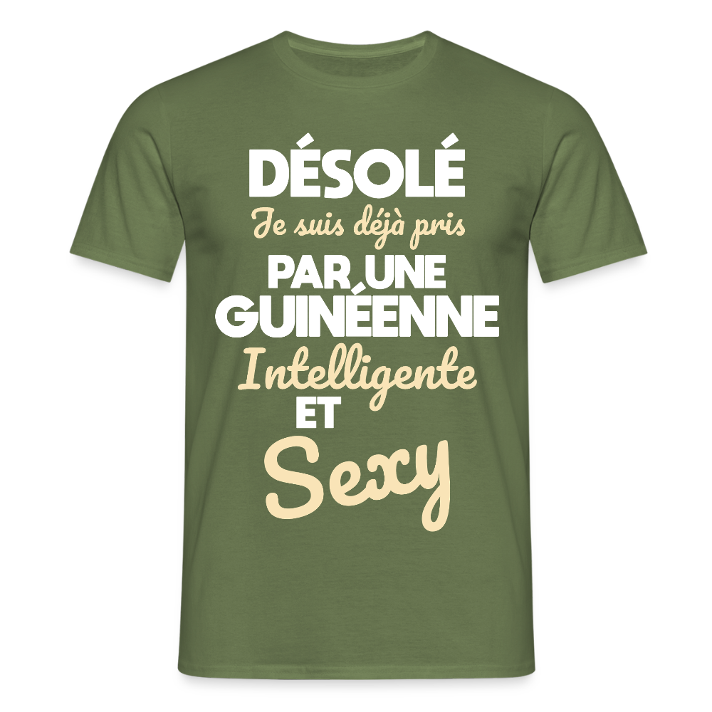 T-shirt Homme -  Je suis déjà pris par une Guinéenne intelligente et sexy - vert militaire