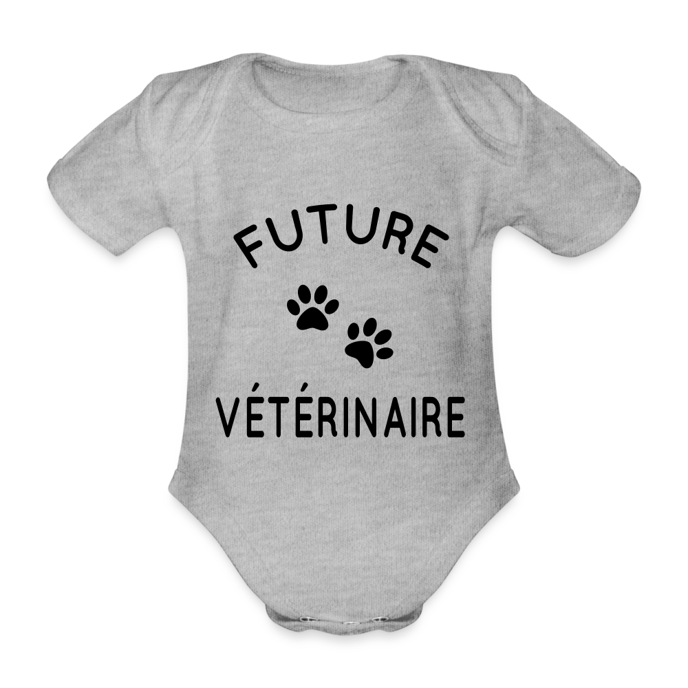 Body Bébé bio manches courtes - Future vétérinaire - gris chiné