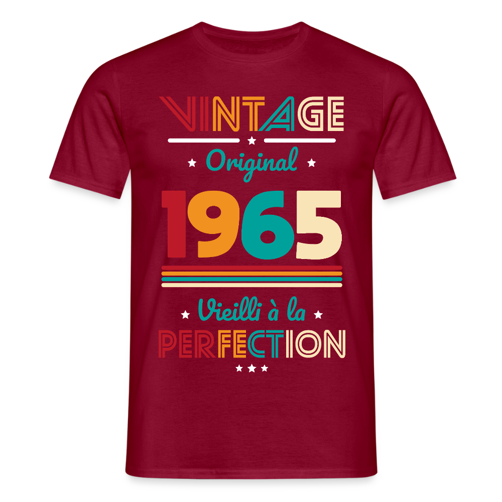 T-shirt Homme - Anniversaire 60 Ans - Vintage Original 1965 - rouge brique