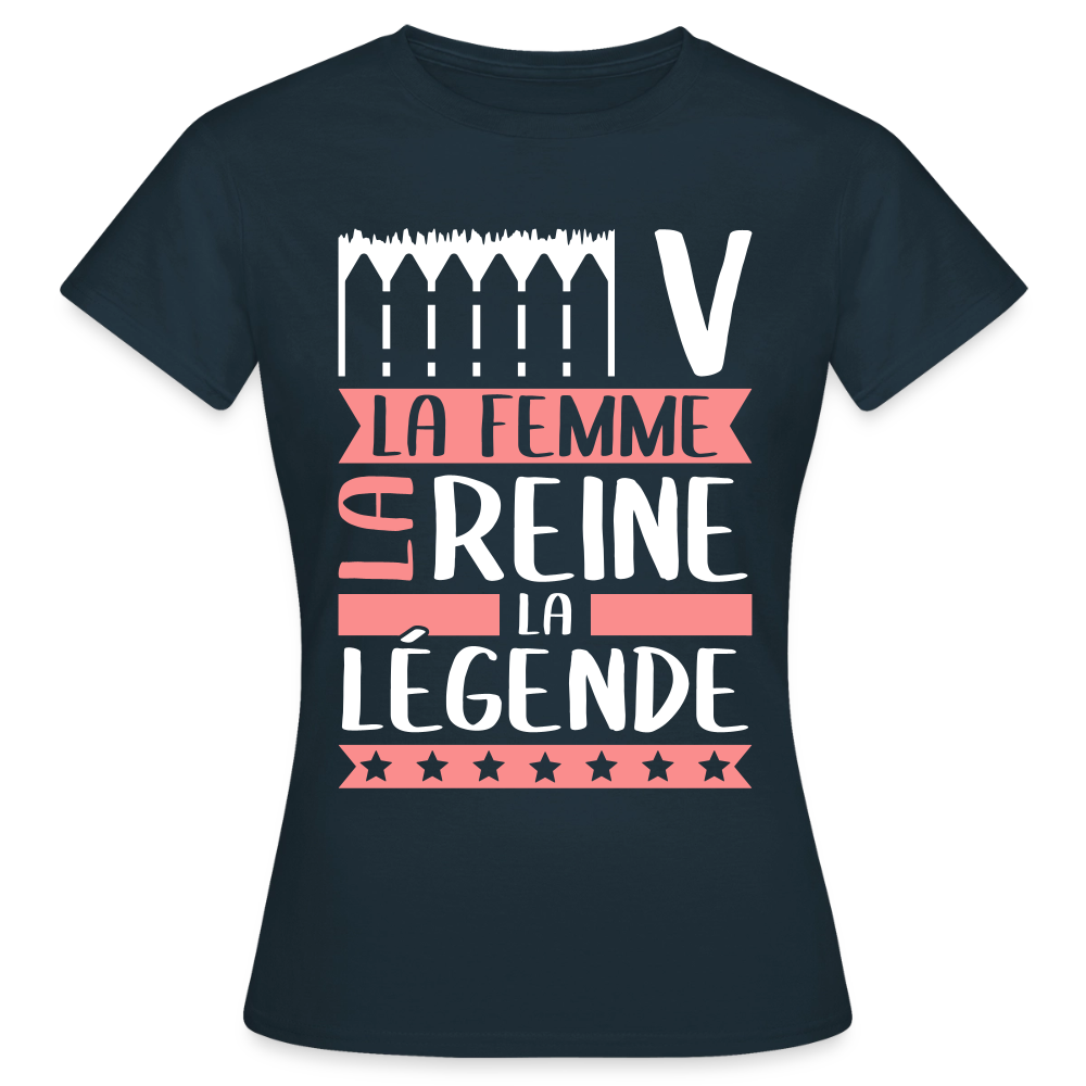 T-shirt femme Eve rébus – La femme, la reine, la légende - marine