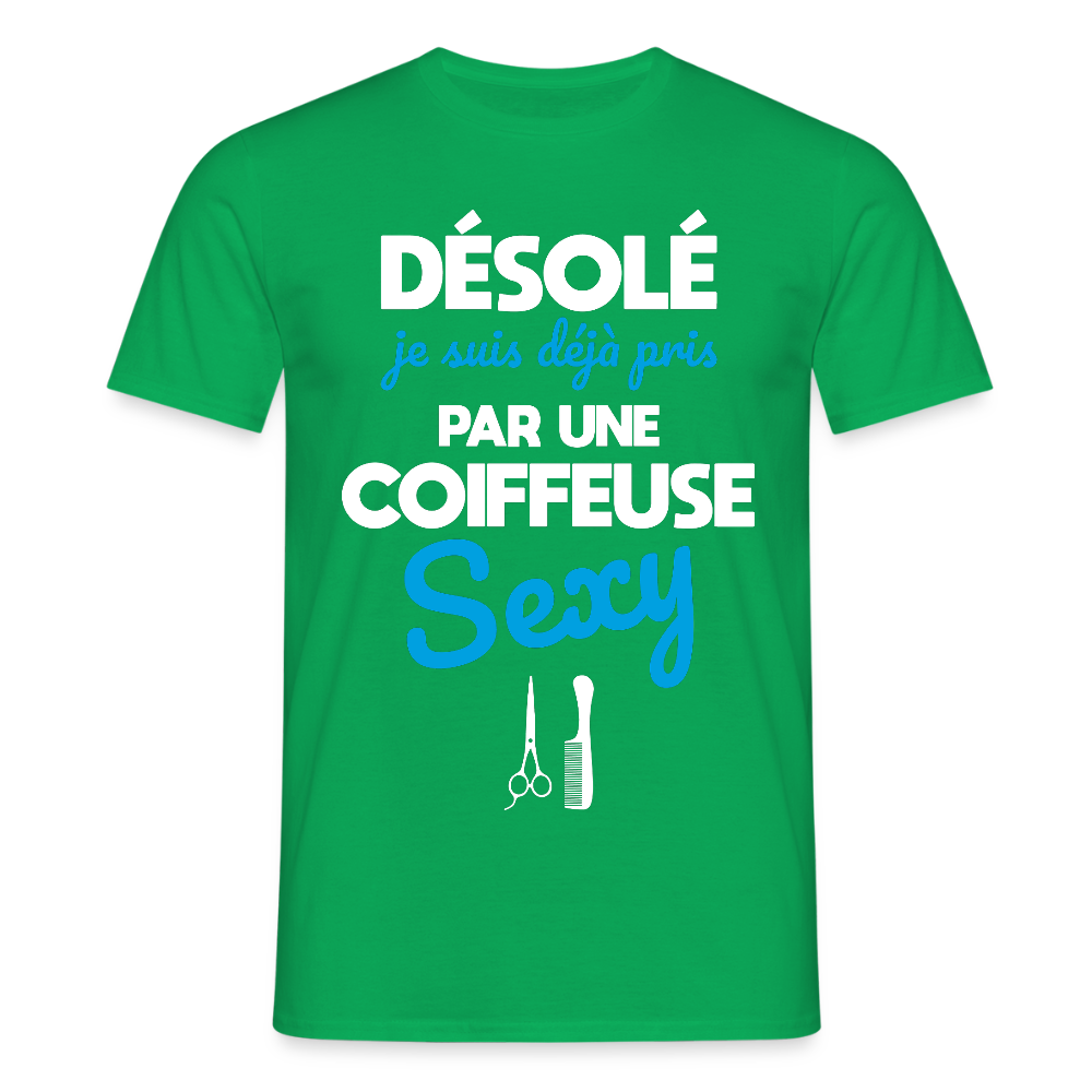 T-shirt Homme - Je suis pris par une coiffeuse sexy. - vert