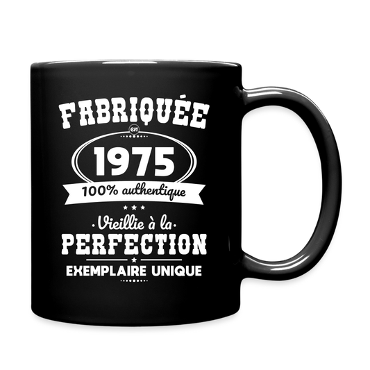 Mug uni - Anniversaire 50 Ans - Fabriquée en 1975 - noir