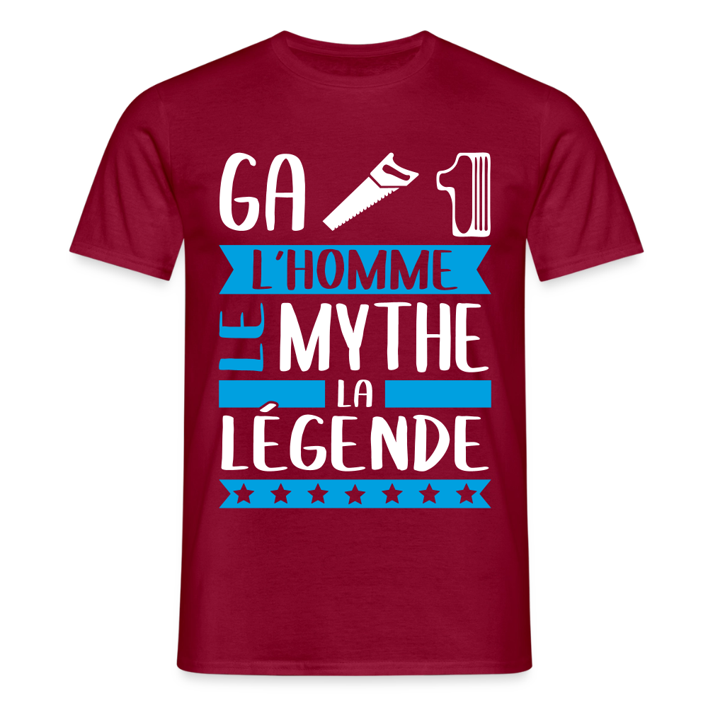 T-shirt homme Gatien rébus – L’homme, le mythe, la légende - rouge brique