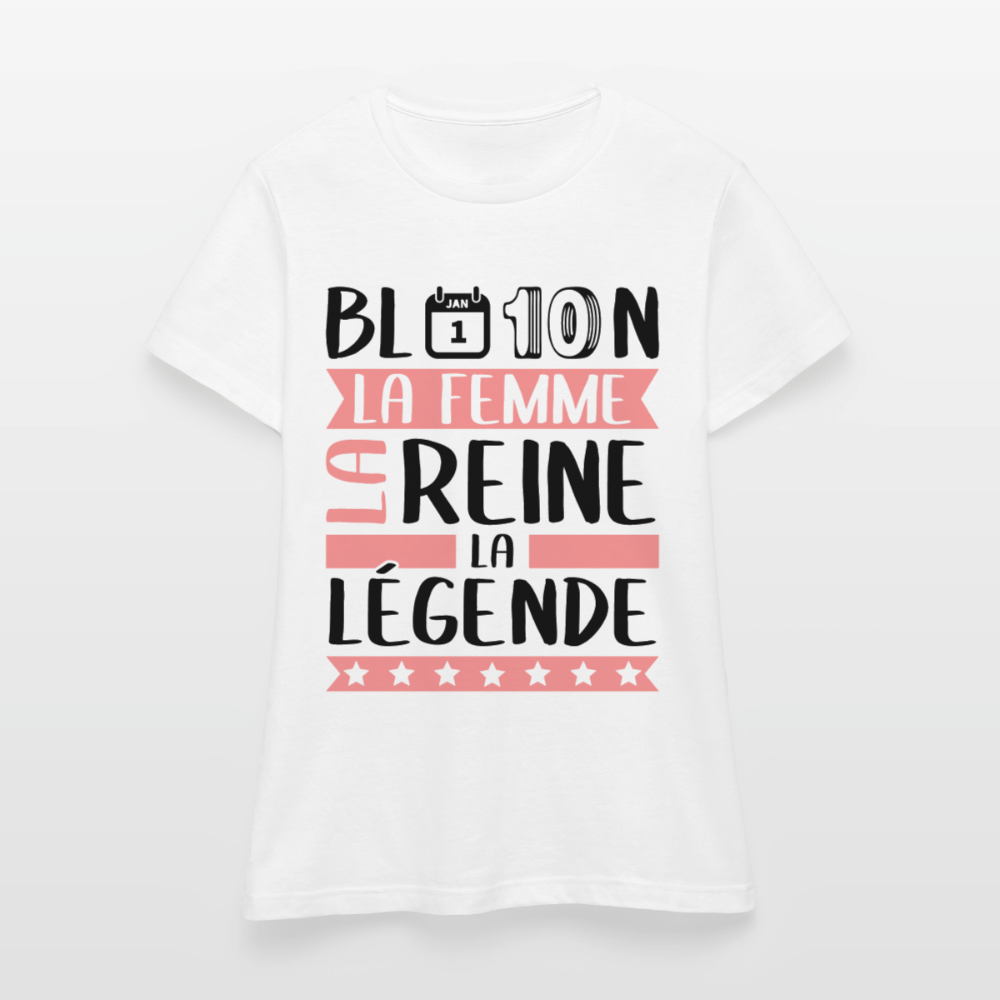 T-shirt femme coloris clair Blandine rébus – La femme, la reine, la légende - blanc
