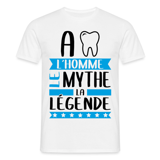 T-shirt homme clair Adam rébus – L’homme, le mythe, la légende - blanc