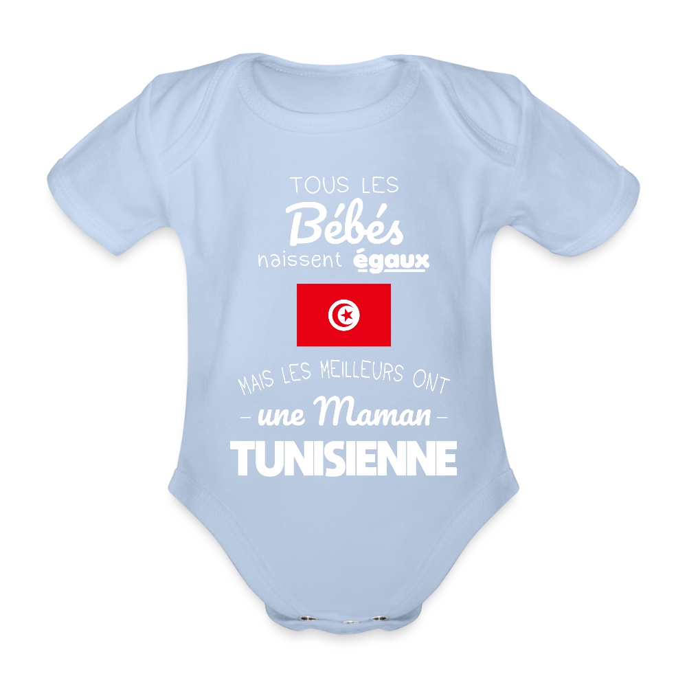 Body Bébé bio manches courtes - Les Meilleurs Ont Une Maman Tunisienne - ciel