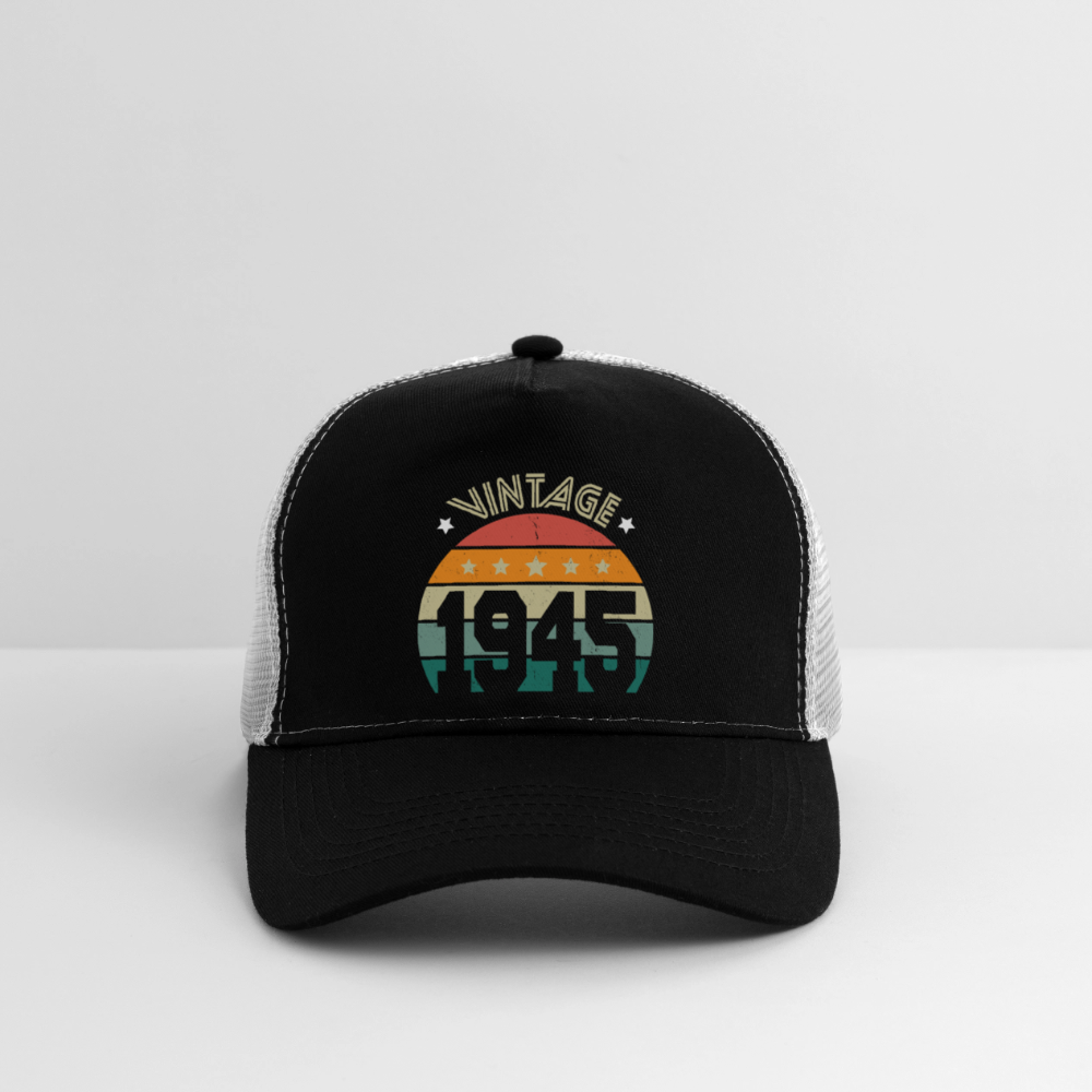 Casquette Trucker - Anniversaire 80 Ans - Vintage 1945 - noir/gris pierre