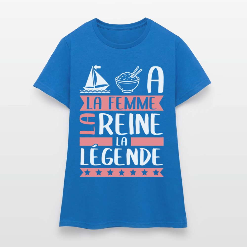 T-shirt femme Maria rébus – La femme, la reine, la légende - bleu royal