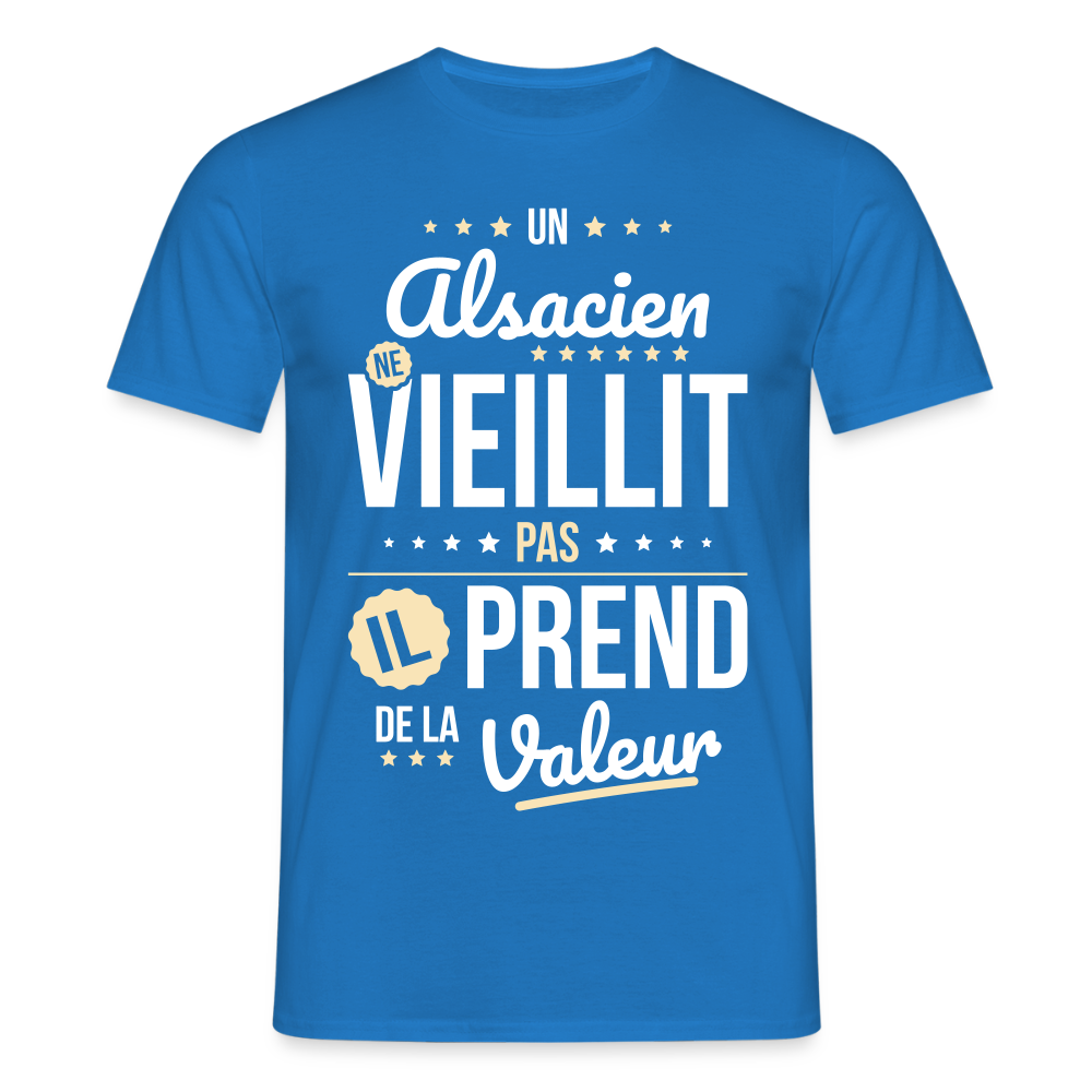 T-shirt Homme - Un Alsacien ne vieillit pas - bleu royal