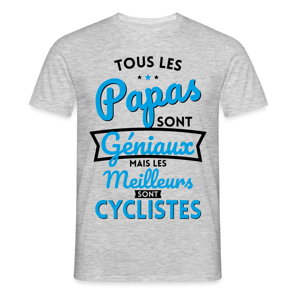 T-shirt Homme - Papas géniaux - Les meilleurs sont cyclistes - gris chiné