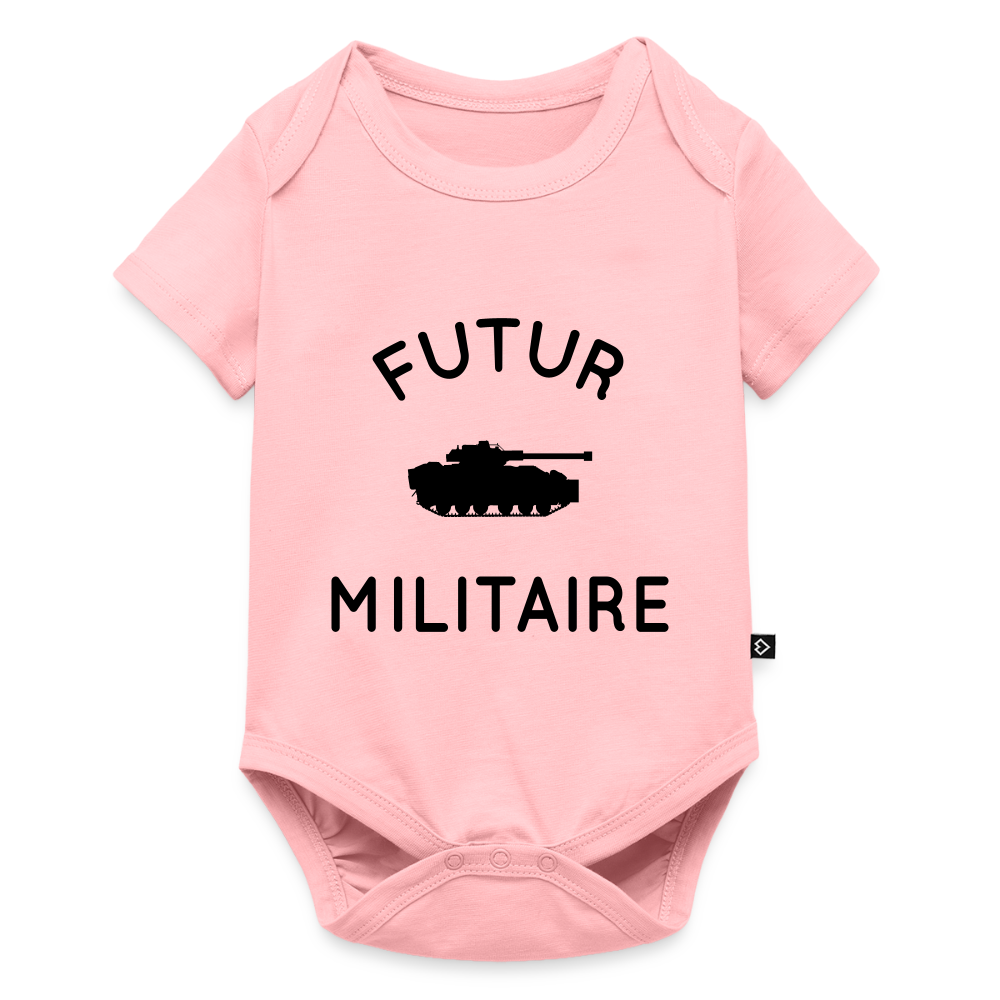 Body Bébé bio manches courtes - Futur militaire - rose