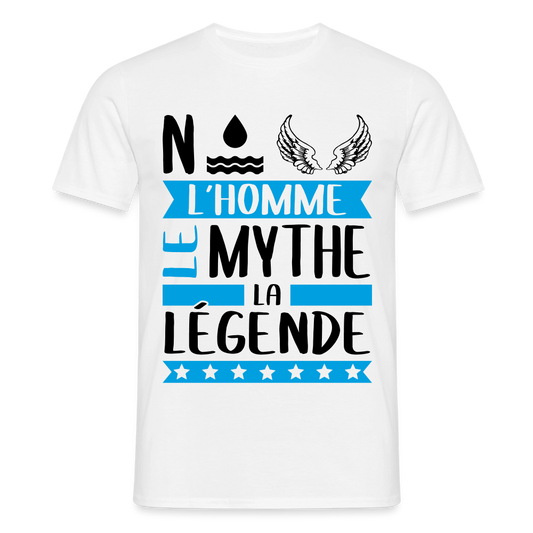 T-shirt homme coloris clair Noël en rébus – L’homme, le mythe, la légende - blanc