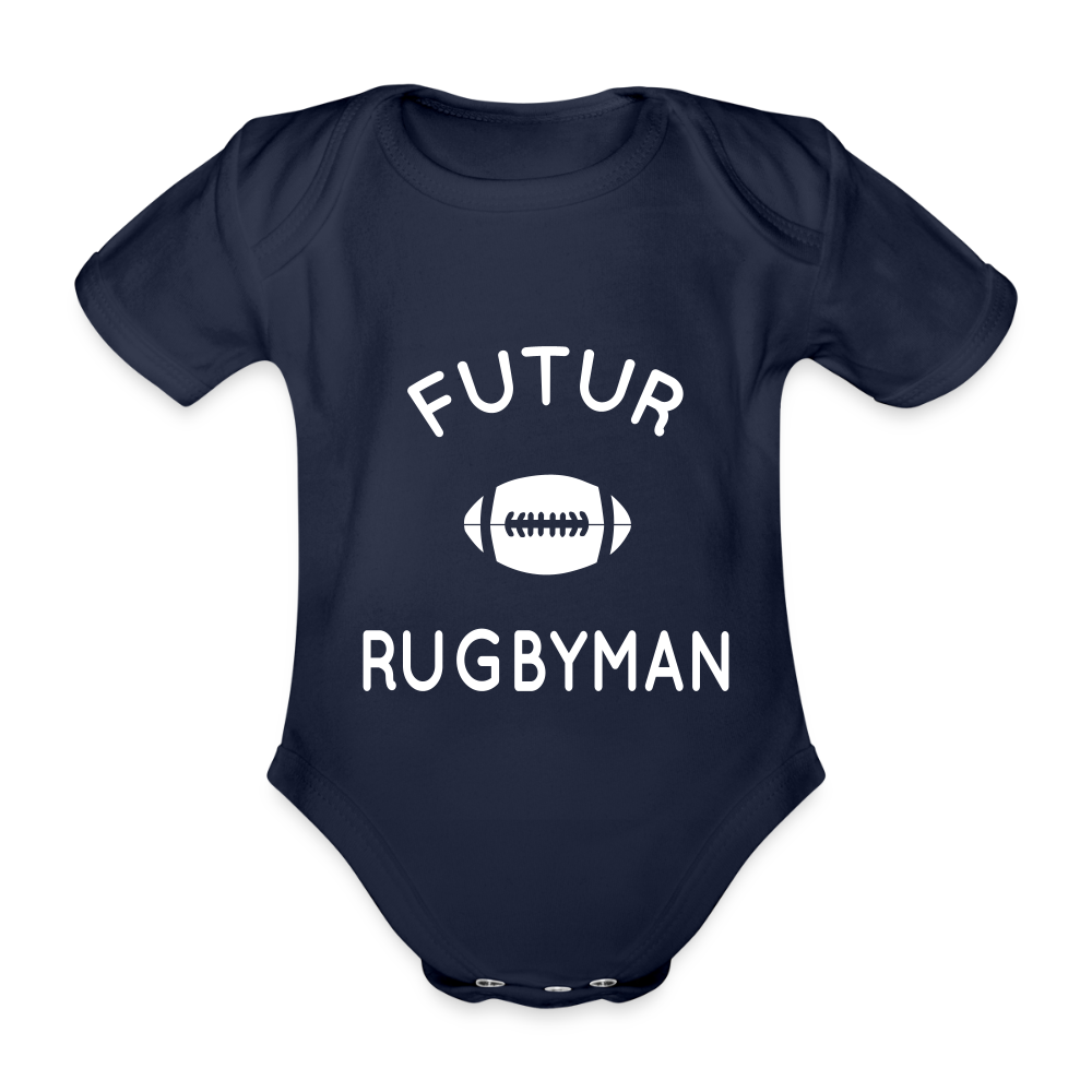 Body Bébé bio manches courtes - Futur rugbyman - marine foncé