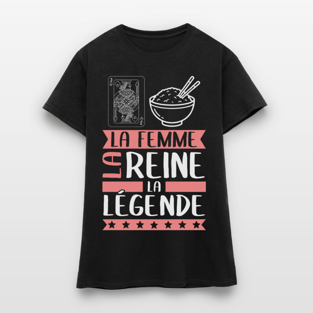 T-shirt femme Valérie rébus – La femme, la reine, la légende - noir