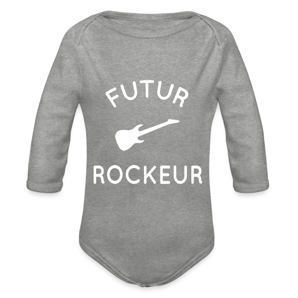 Body Bébé bio manches longues - Futur rockeur - gris chiné
