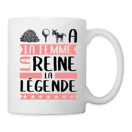 Mug blanc Tatiana rébus – La femme, la reine, la légende - blanc