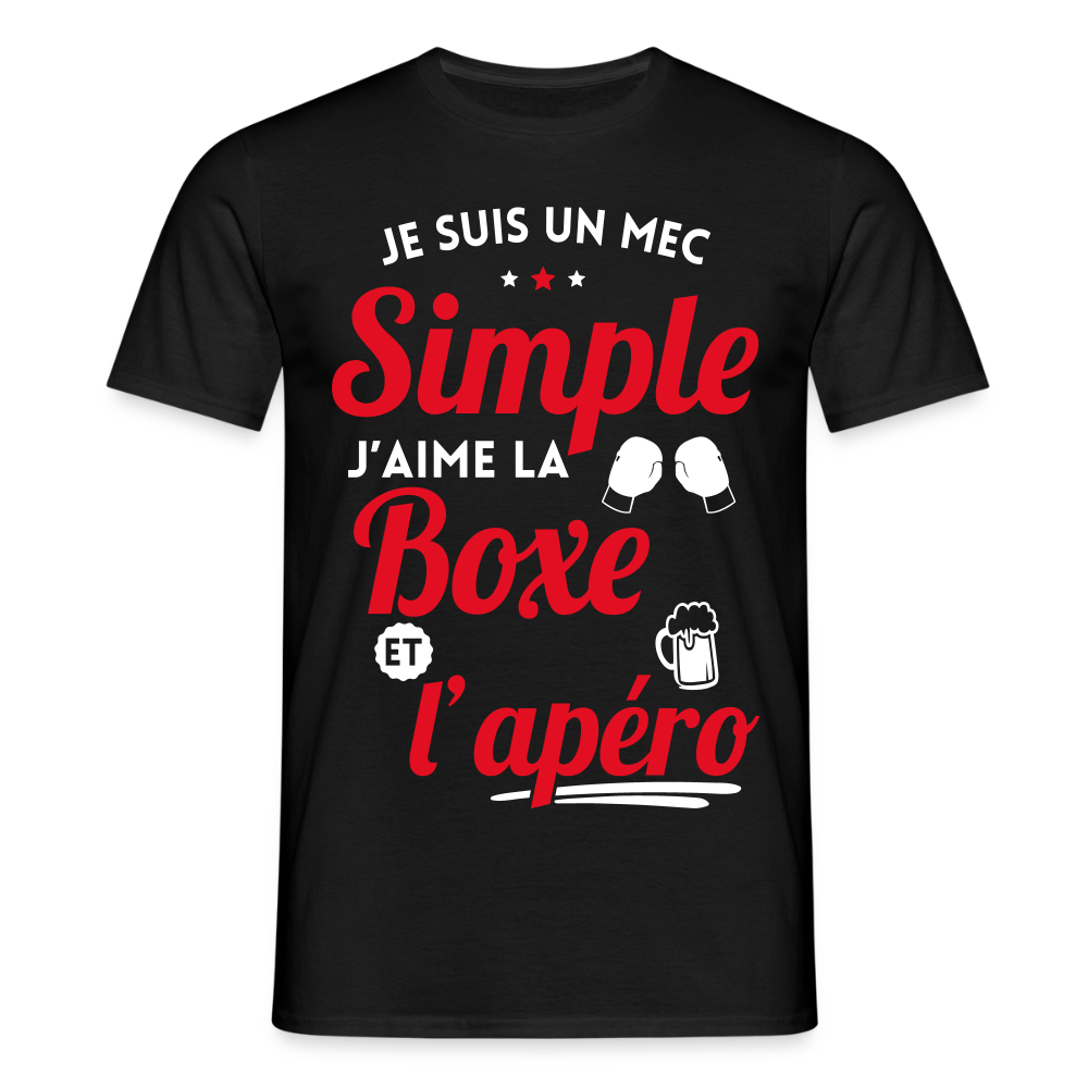 T-shirt Homme - J'aime la boxe et l'apéro - noir